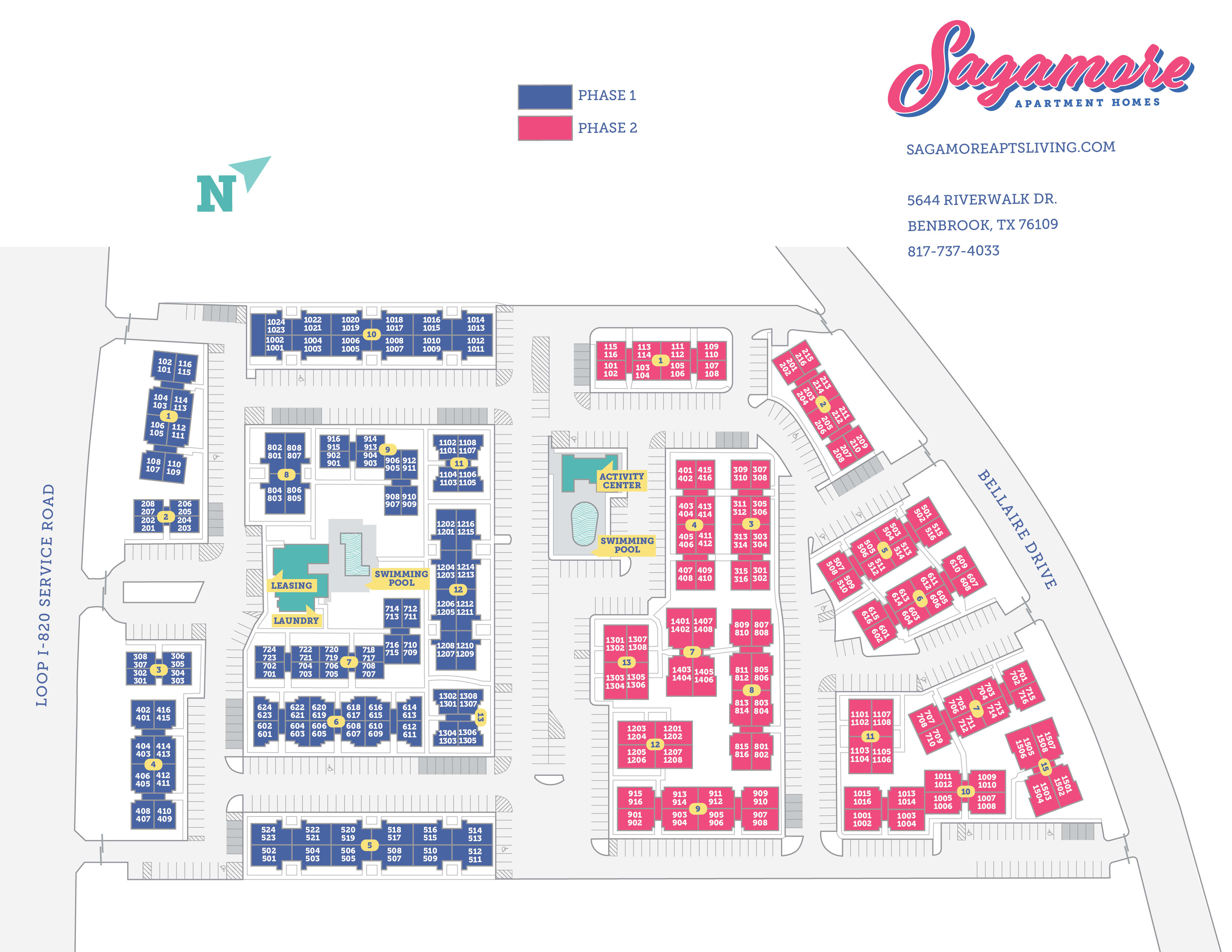 Community Site Map of Sagamore Apartment Homes in Benbrook, Texas
