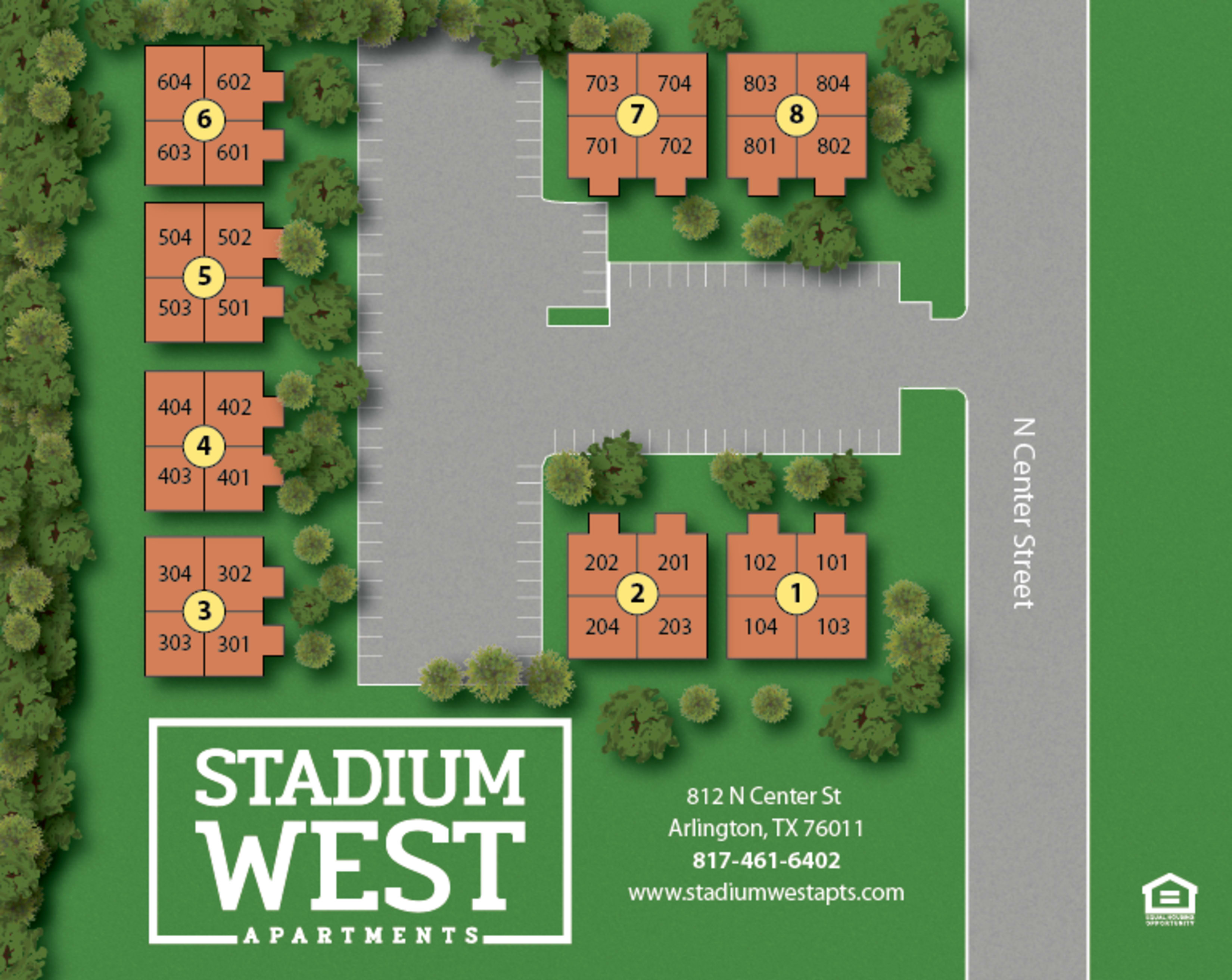 Sitemap at Stadium West Apartments in Arlington, Texas