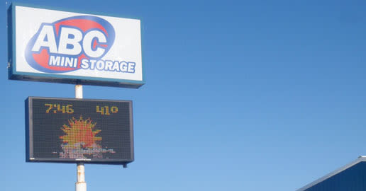 Welcome sign at ABC Mini Storage in Spokane, Washington