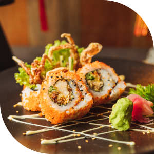Delicious-looking sushi roll near Romero Apartments in Pensacola, Florida