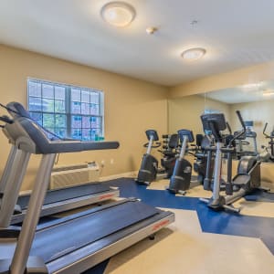 Yoga/workout room at Glenmont Abbey Village in Glenmont, New York.