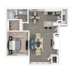 3D Floor Plan 1x1 Large Upgrade at Atlas at Lakeview in Baton Rouge LA