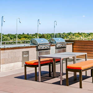 Rooftop BBQ area at Kent Place Residences in Englewood, Colorado