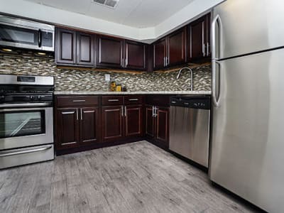 Kitchen with modern appliances at Forge Gate Apartment Homes in Lansdale, PA