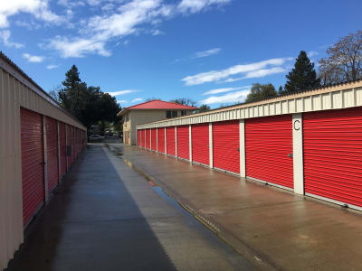 Driveway of outdoor storage units at Redtop Storage in Chico