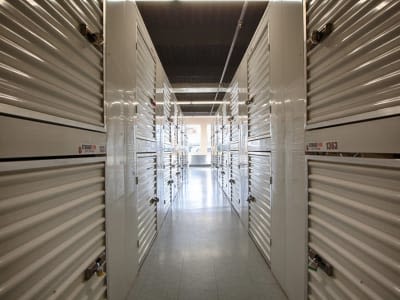 Hallway of storage units at Clutter Self-Storage in Yonkers, New York