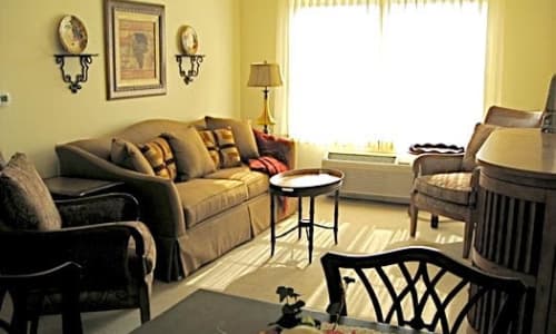 Model living room at The Birches at Harleysville in Harleysville, Pennsylvania