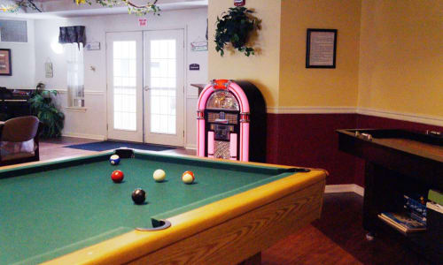 Billiards table at Traditions of Cross Keys in Glassboro, New Jersey