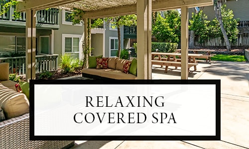 Relaxing covered spa at Pleasanton Glen Apartment Homes in Pleasanton, California