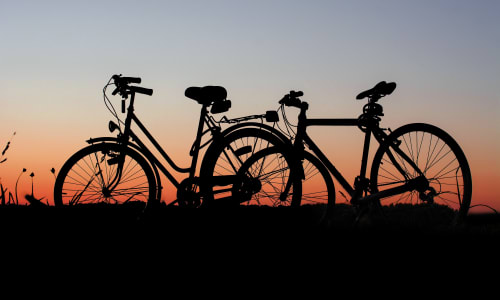 bikes at sunset at Alta off the Avenue in Burlingame, California