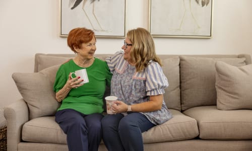 Resident with nurse at The Blake at Kingsport in Kingsport, Tennessee