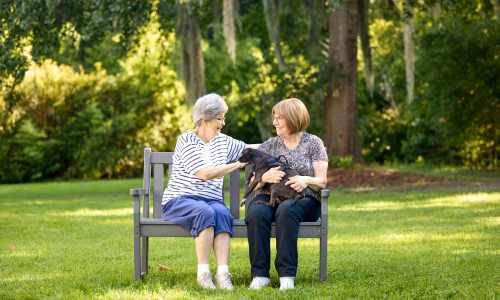 Residents with a pup at Glenncrest at Buckhead in Atlanta, Georgia