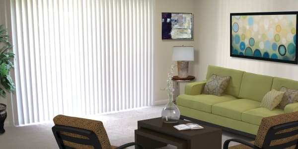 Spacious living room at East Meadow Apartments in Fairfax, Virginia
