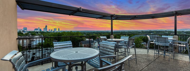 Patio table at Regents West at 24th in Austin, Texas 