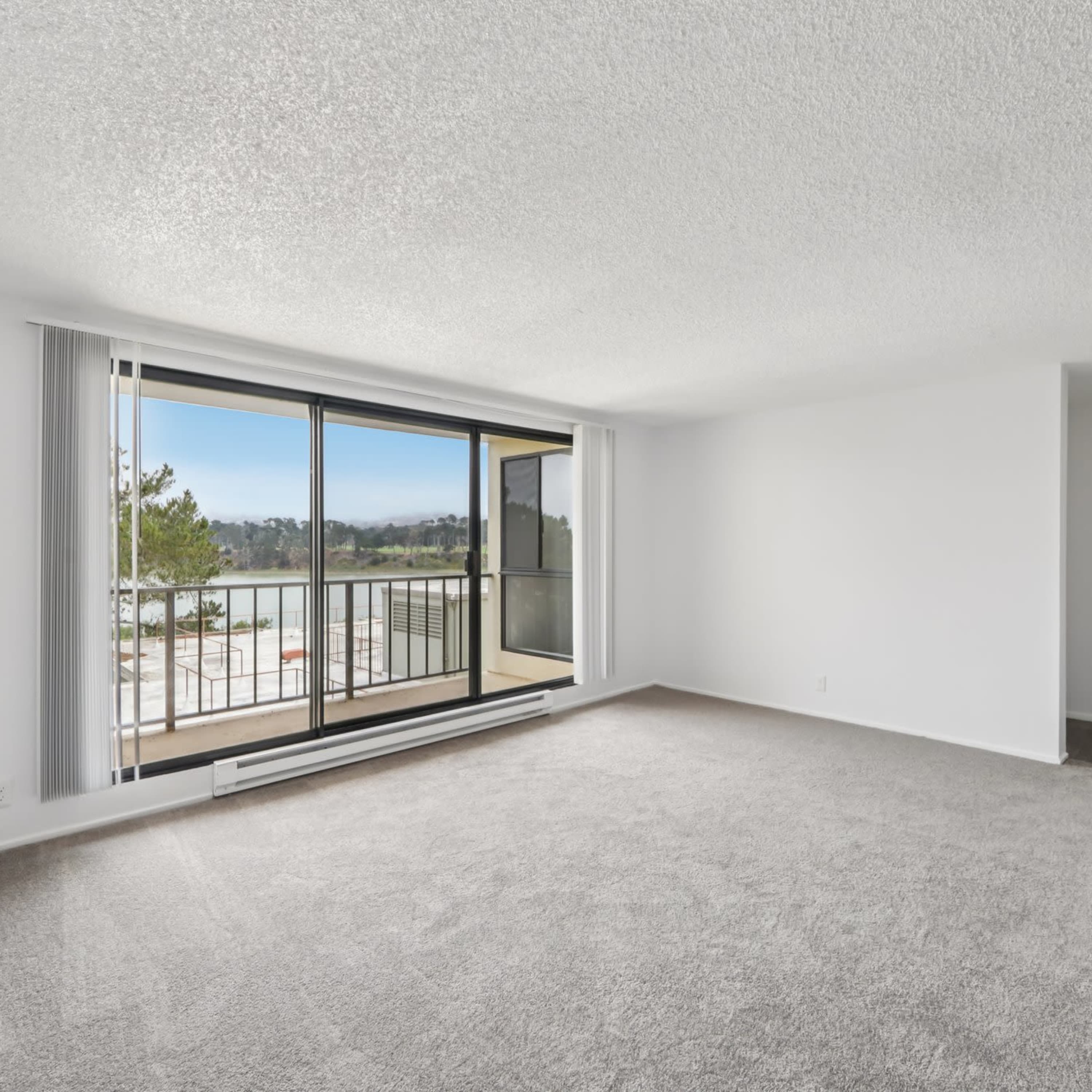 Bathroom with a large counter at Lakewood Apartments at Lake Merced in San Francisco, California