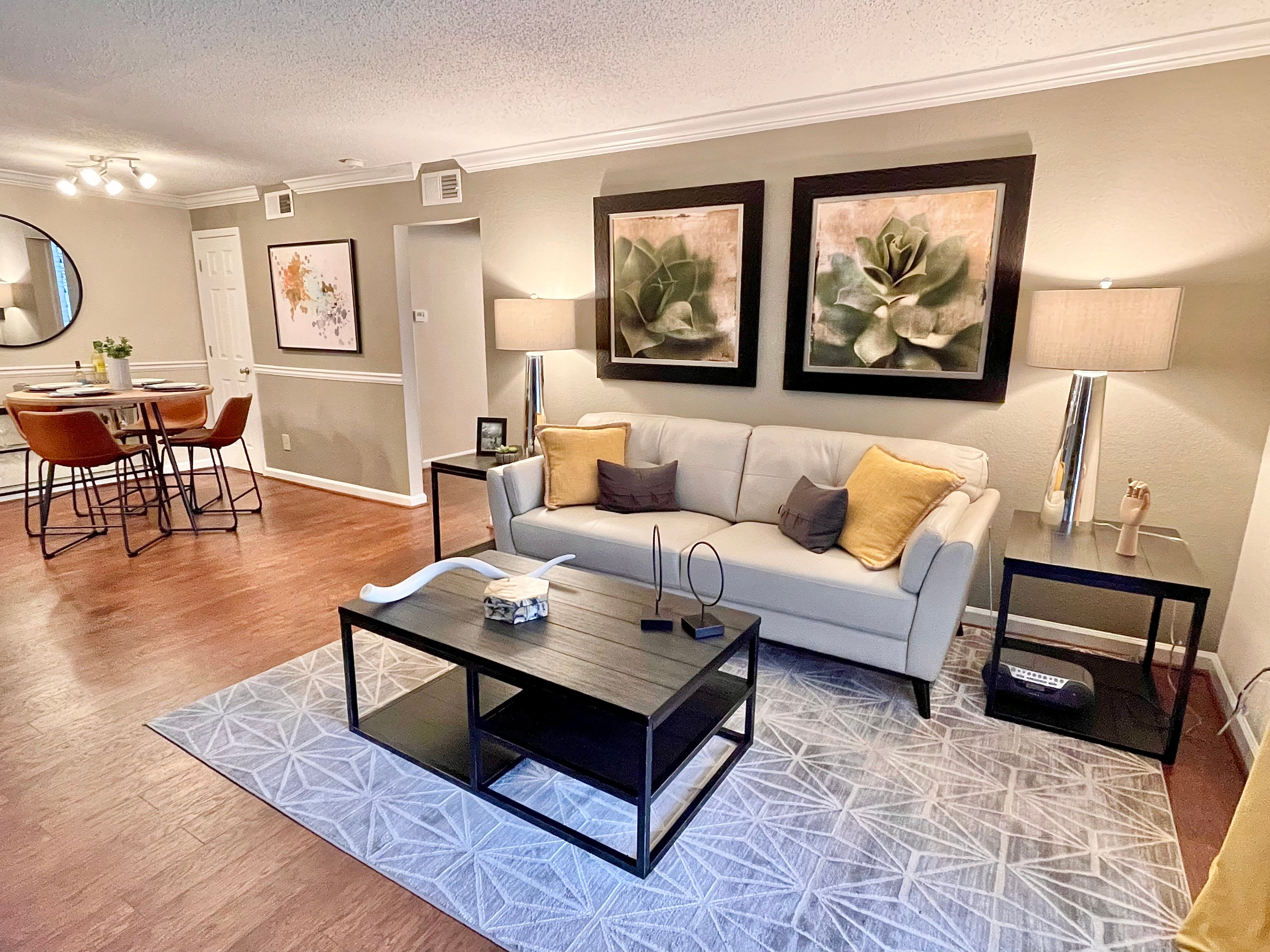 Spacious living room at The Abbey at Riverchase in Hoover
