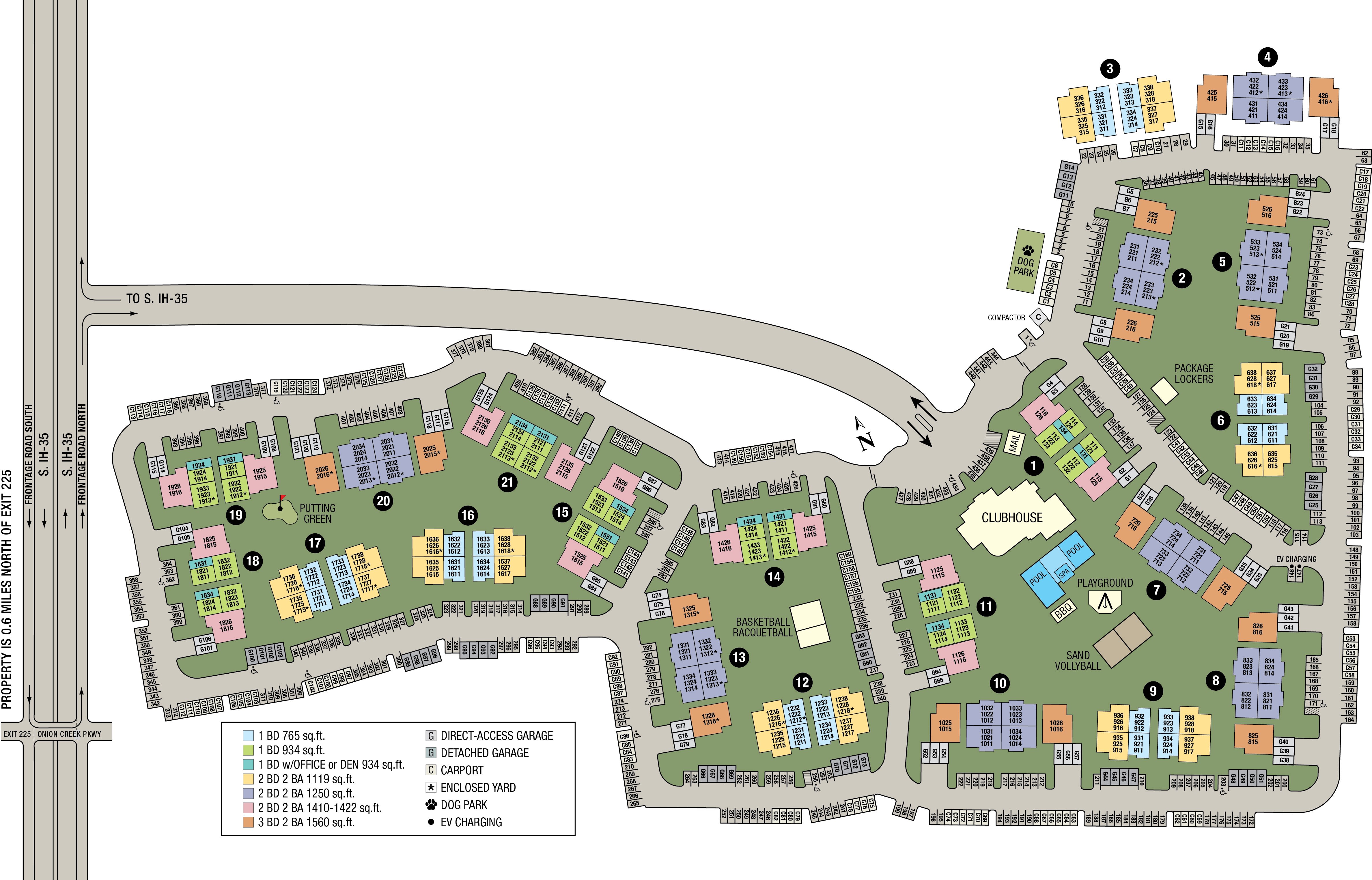 Site map of Onion Creek Luxury Apartments in Austin, TX