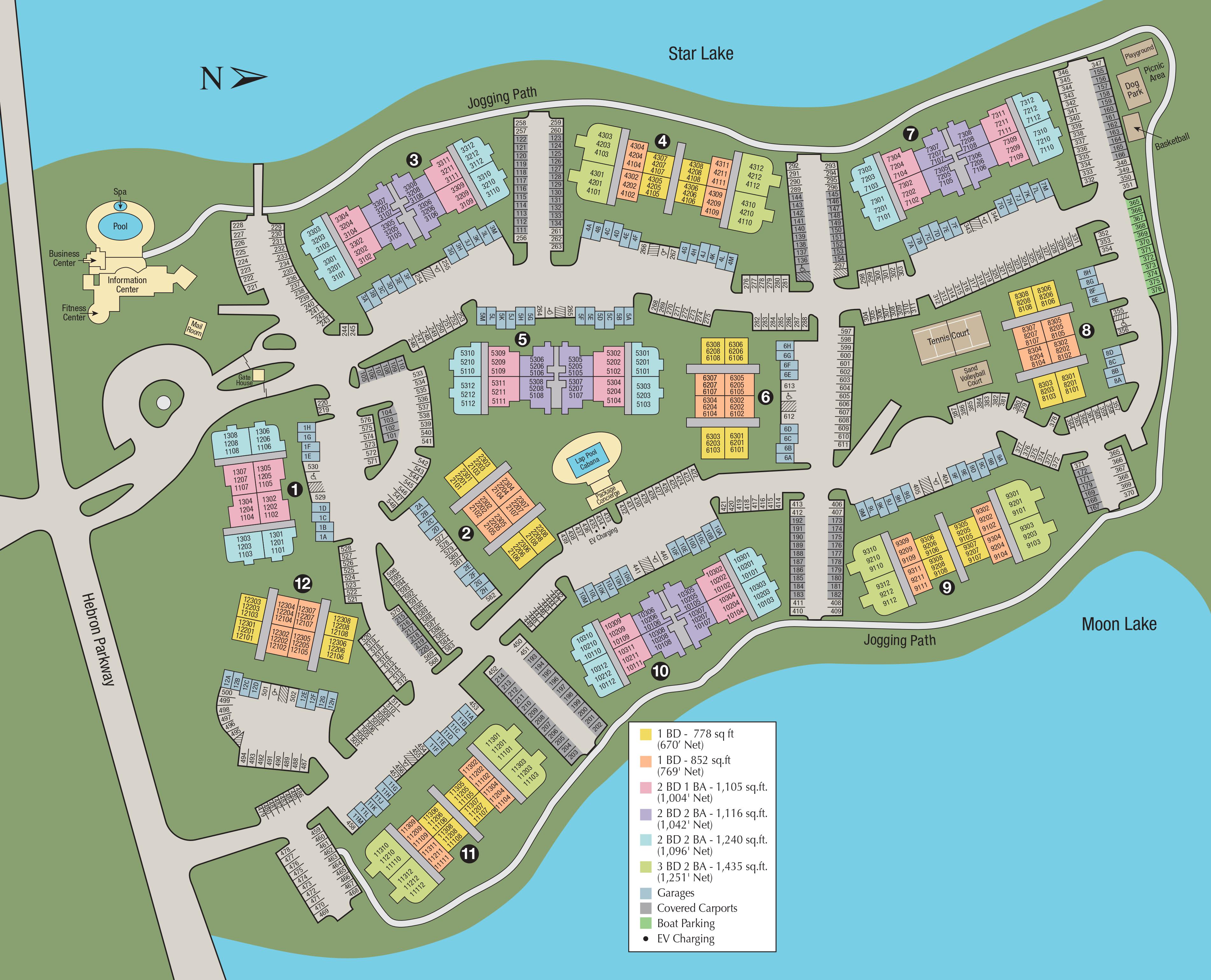 Site map of Crescent Cove at Lakepointe in Lewisville, TX