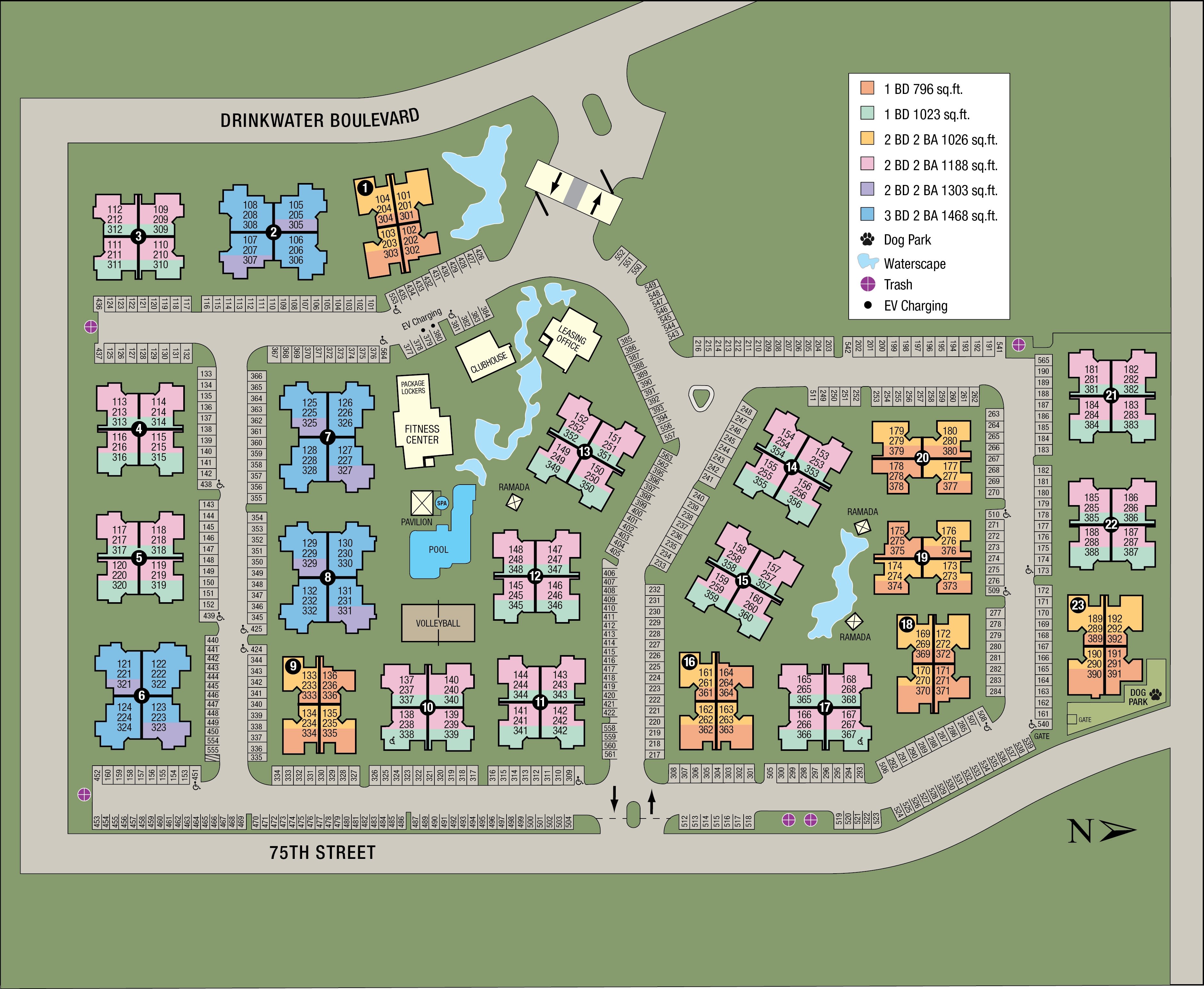 Site map of San Marin at the Civic Center in Scottsdale, AZ