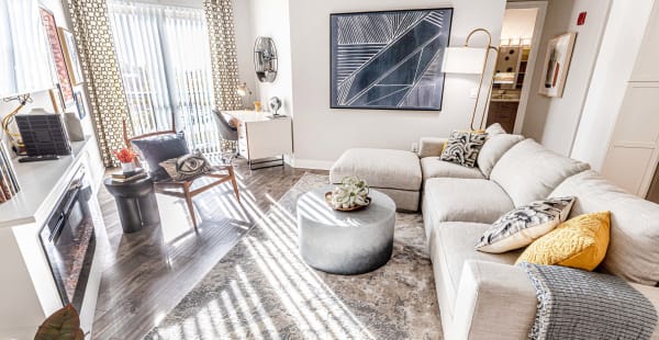 Spacious living room at The Barton | Apartments in Clayton, MO