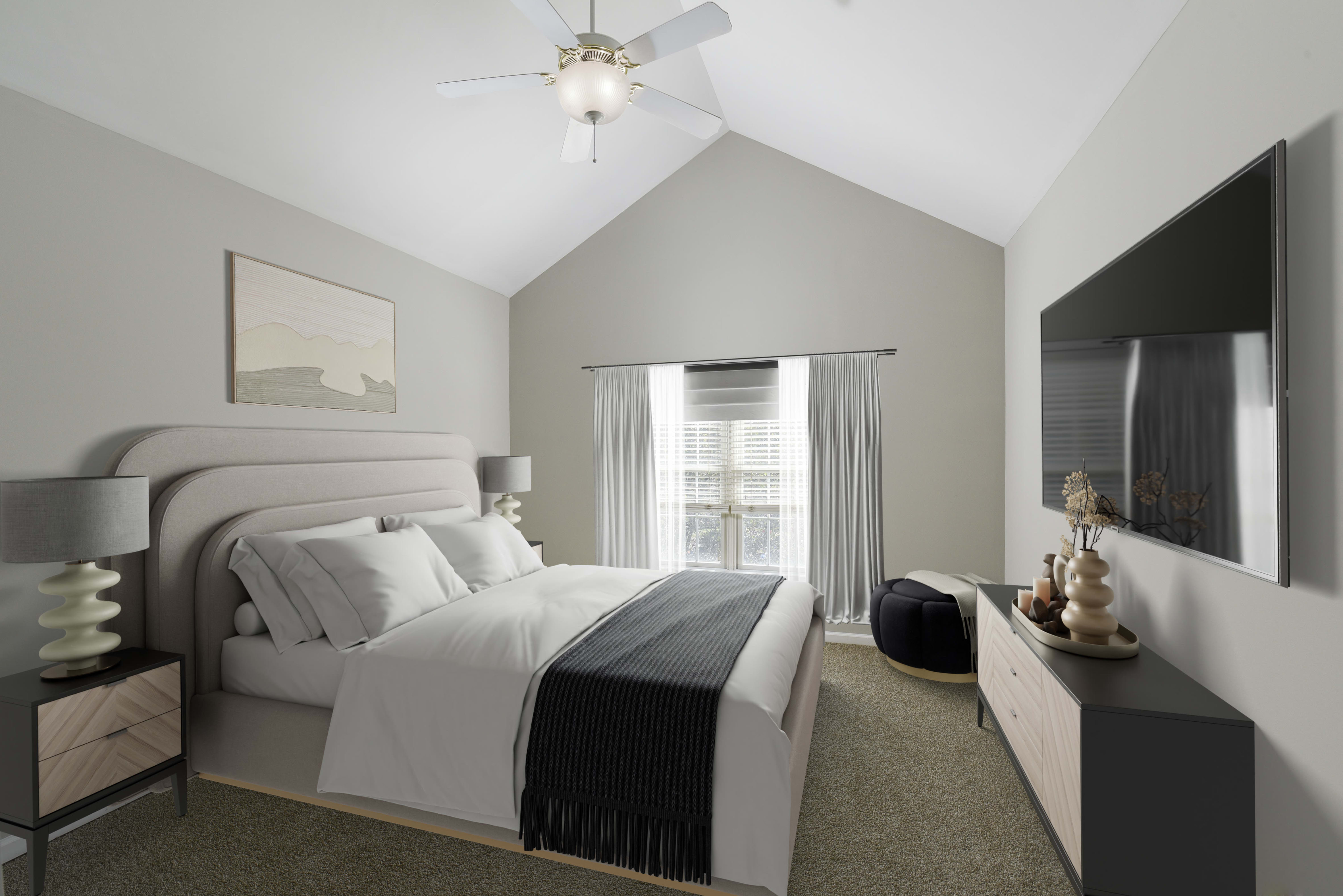 Living room with TV at Springhouse Townhomes, Allentown, Pennsylvania