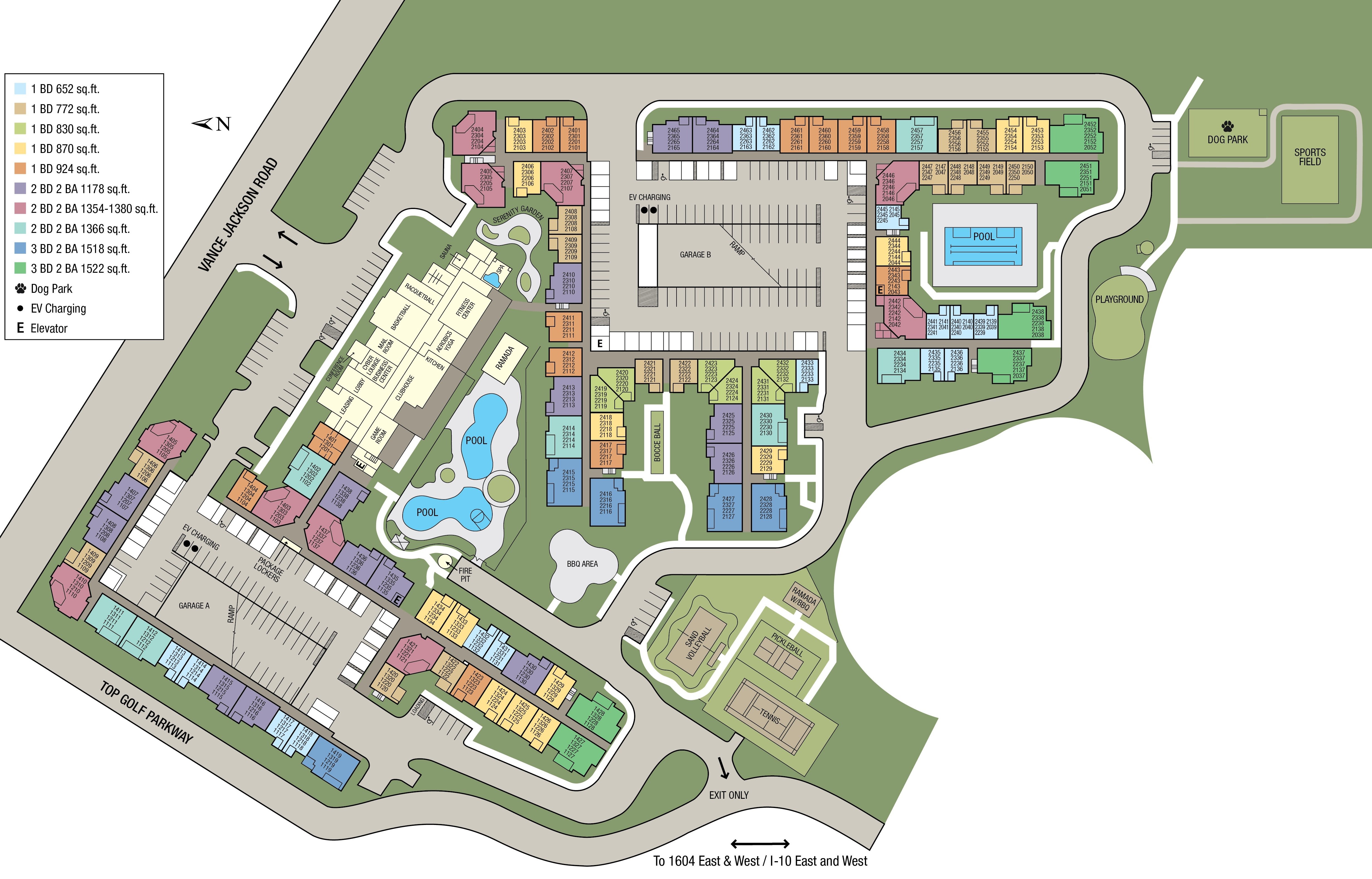 Site map of Villas at the Rim in San Antonio, TX