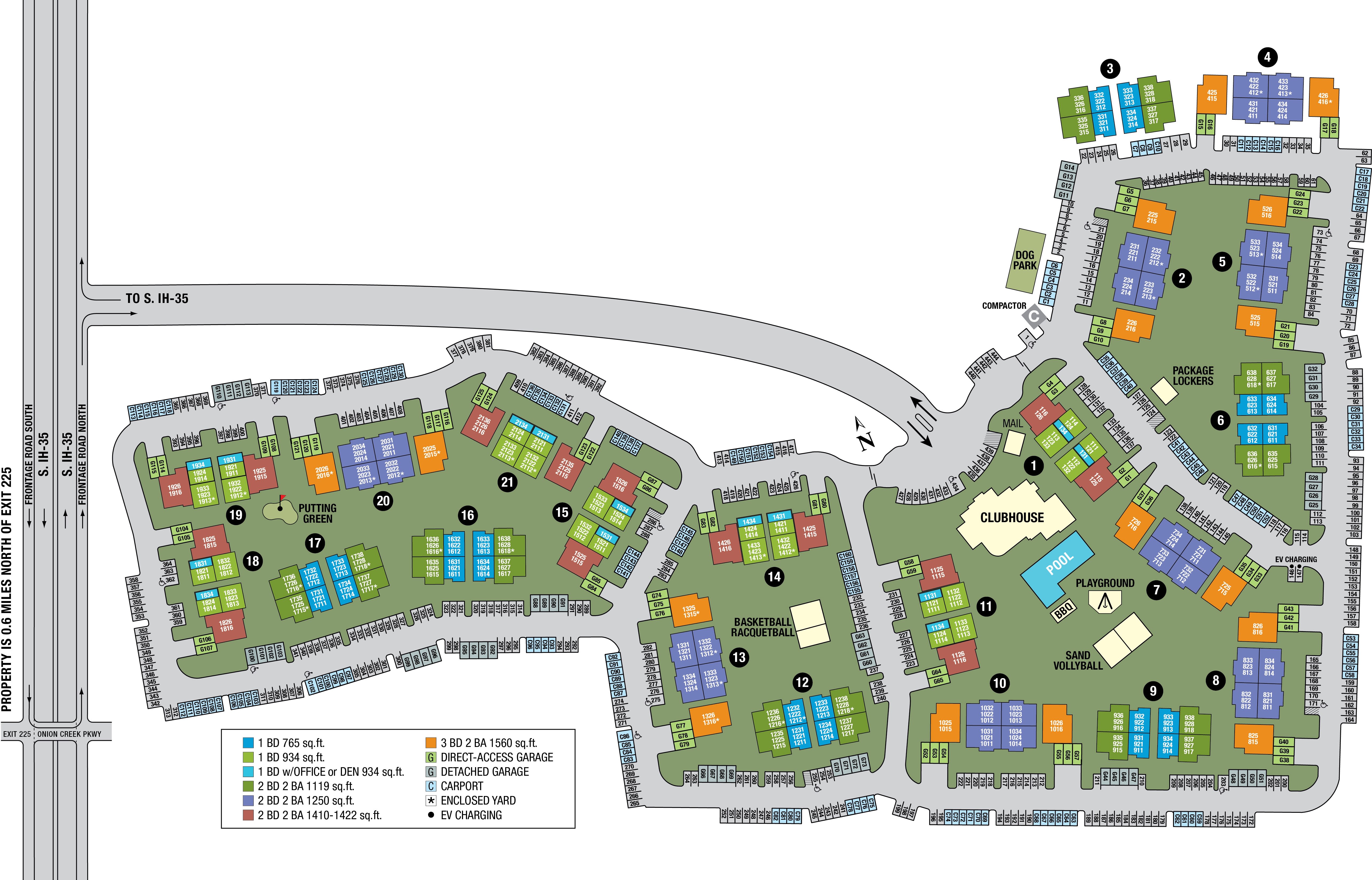 Site map of Onion Creek Luxury Apartments in Austin, TX