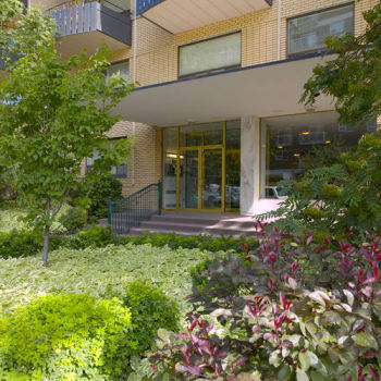 Landscaped Garden Area with Gazebo at The Mansions in Calgary