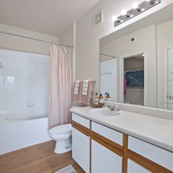 Showing the bathroom at Cypress Creek at Reed Road in Houston, Texas