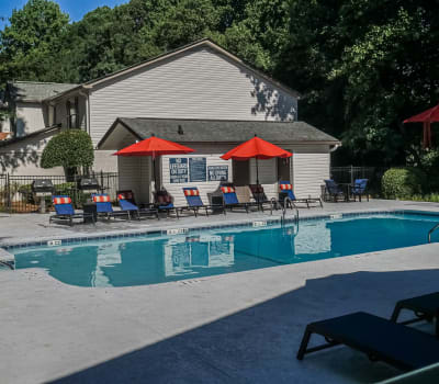 The pool at Foundry Townhomes in Simpsonville, South Carolina