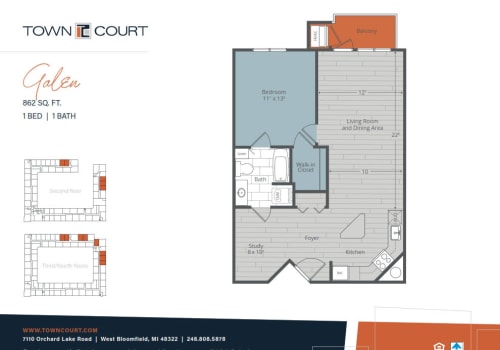 The Galen floor plan image at Town Court in West Bloomfield, Michigan
