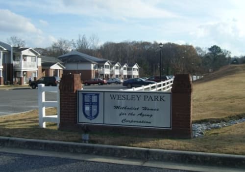 The community sign at Wesley Park, a Methodist Homes of Alabama & Northwest Florida community. 