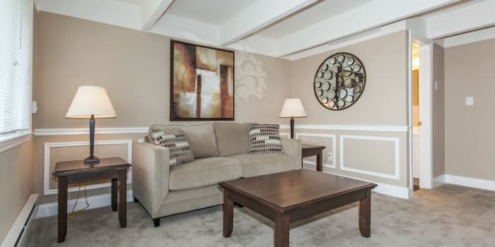 Well decorated living room at Mariners Cove Apartment Homes in Toms River, NJ