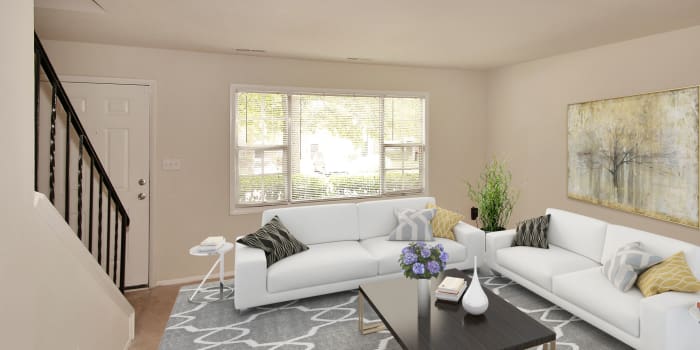 Spacious living room at The Glens at Diamond Ridge in Baltimore, MD