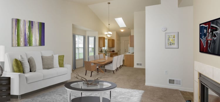 Living and dining room at Villas of Victor & Regency Townhomes in Victor, New York