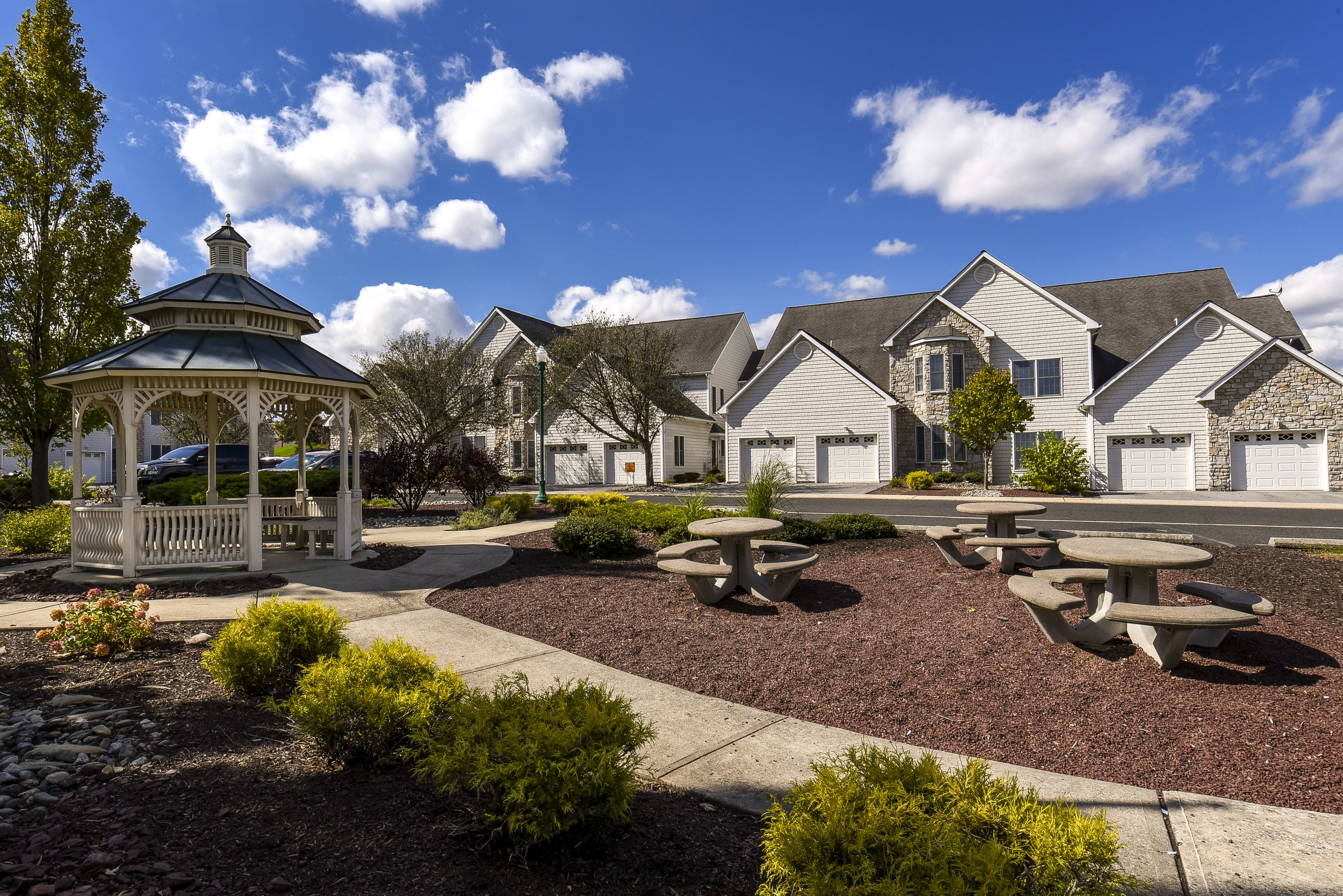 Townhome with green lawn at Springhouse Townhomes, Allentown, Pennsylvania