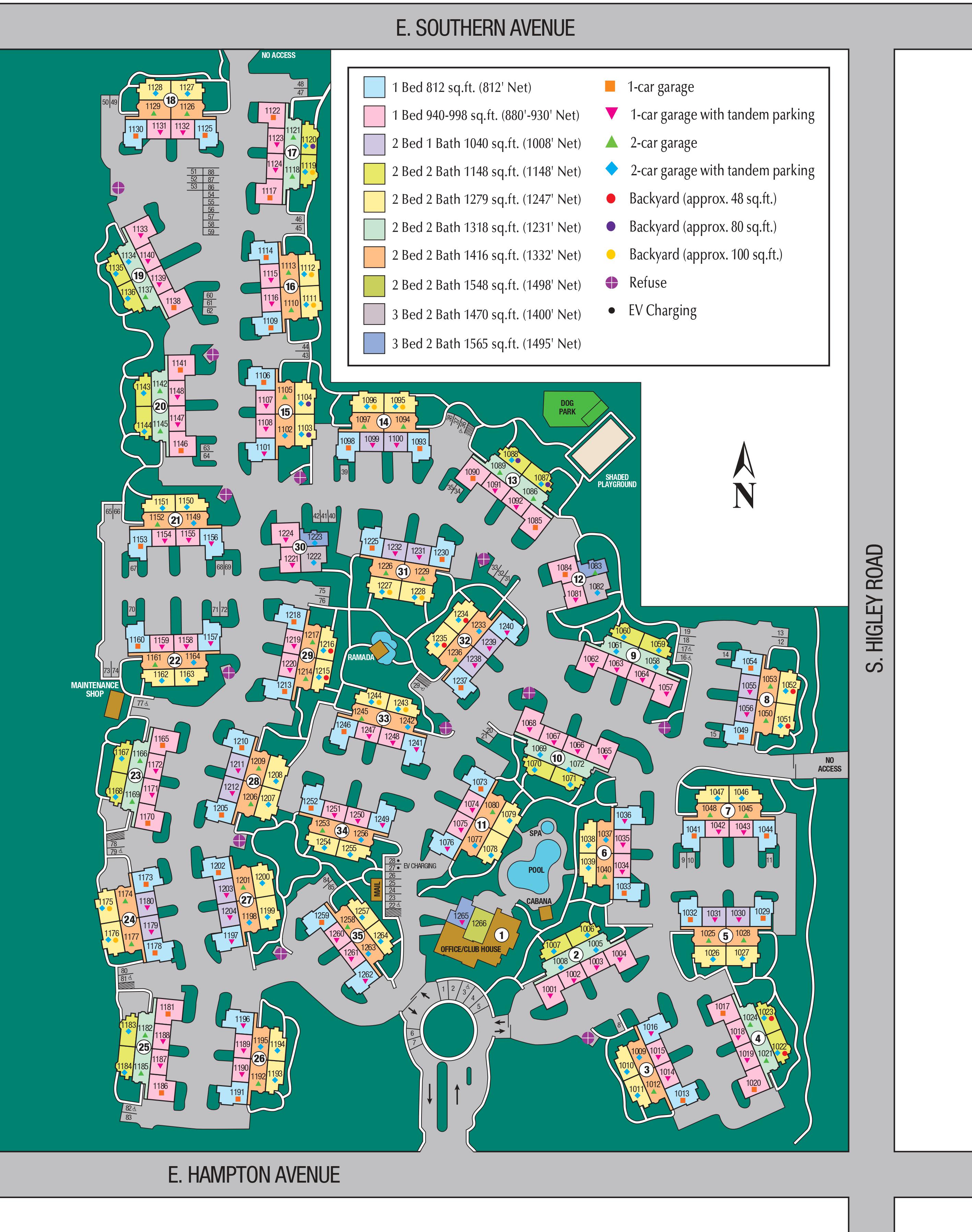Site map of Villas on Hampton Avenue in Mesa, AZ
