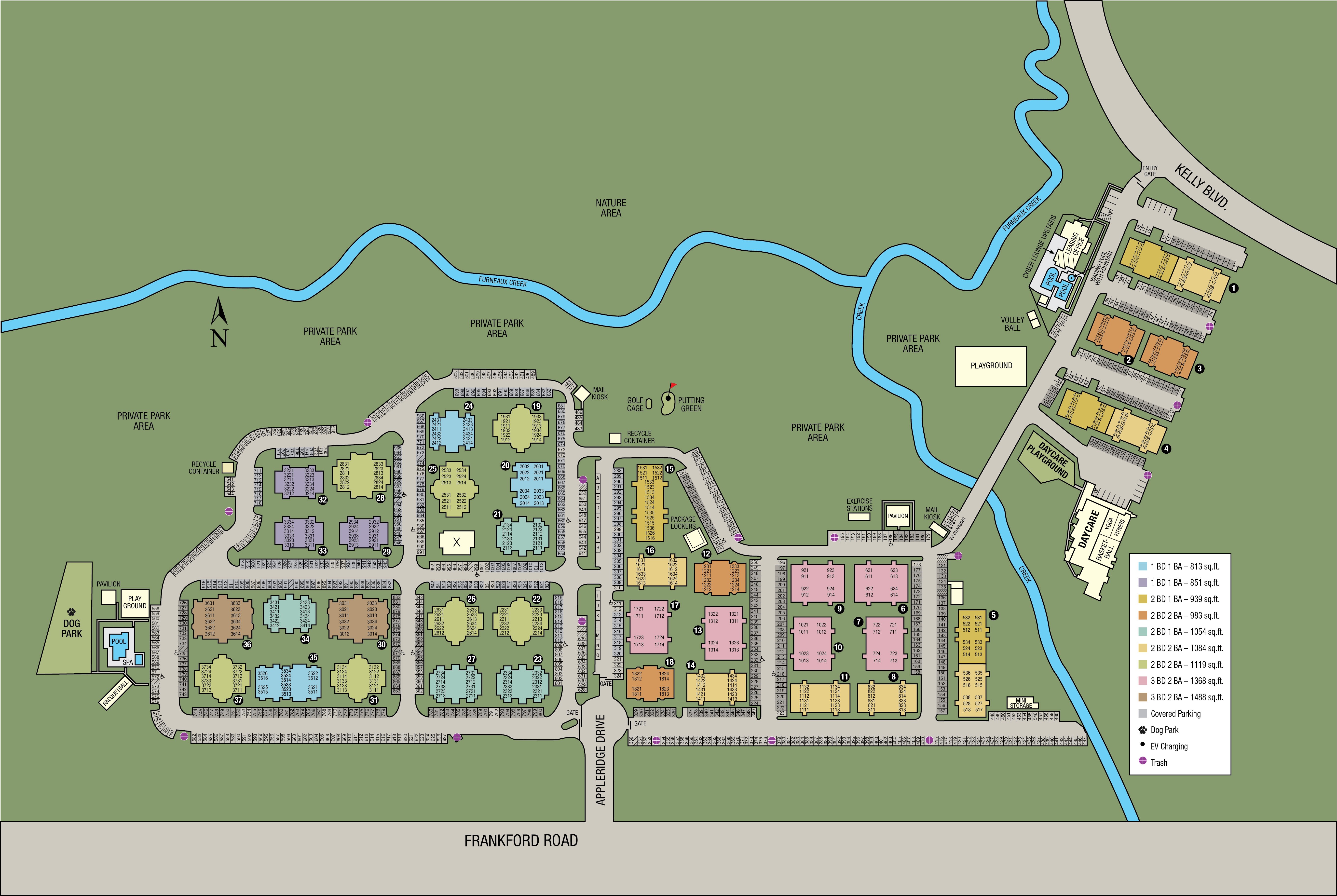 Site map of Carrollton Park of North Dallas in Dallas, TX