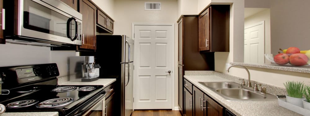 Beautiful kitchen in apartment at Hawthorn Village Apartments in Napa, California