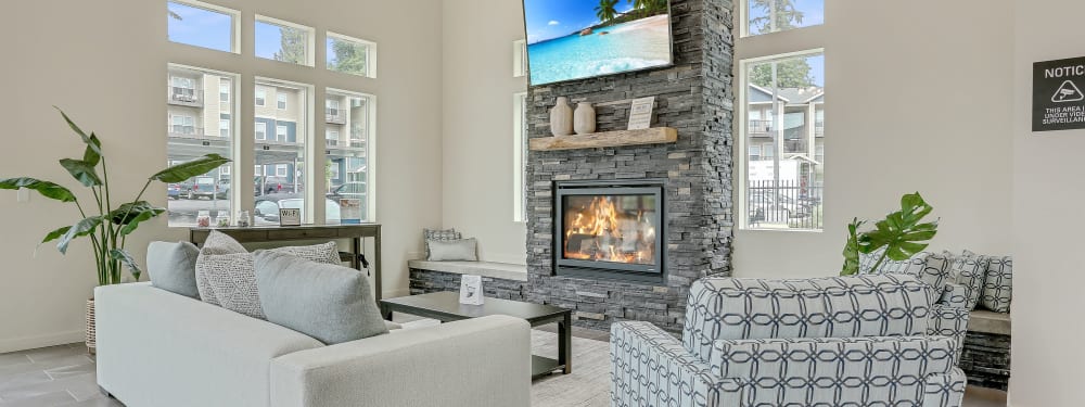 Interior Clubhouse Fireplace Lounge View of Haven Hills in Vancouver, Washington