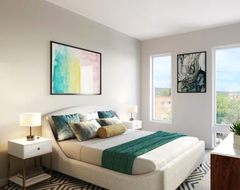 Model bedroom at Hamilton Crossing in White Plains, New York