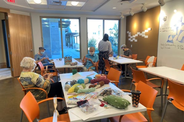 Residents Learning the Art of Crochet at All Seasons Oro Valley in Oro Valley, Arizona