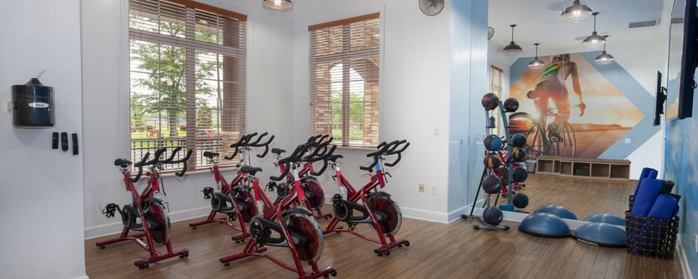Fitness bikes at Panther Effingham Parc Apartments in Rincon, Georgia