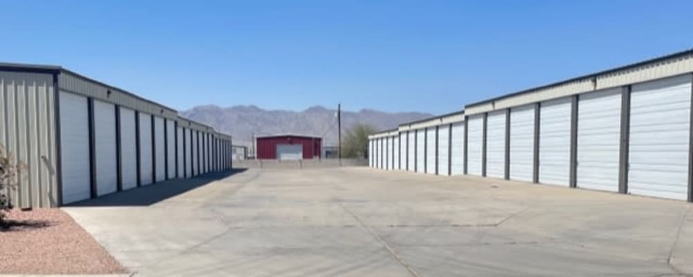 Drive-up storage units at a BlueGate Boat & RV Storage location