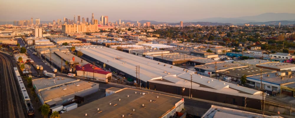 Aerial image of  FlexHQ in Denver, Colorado with Downtown Los Angeles in the background