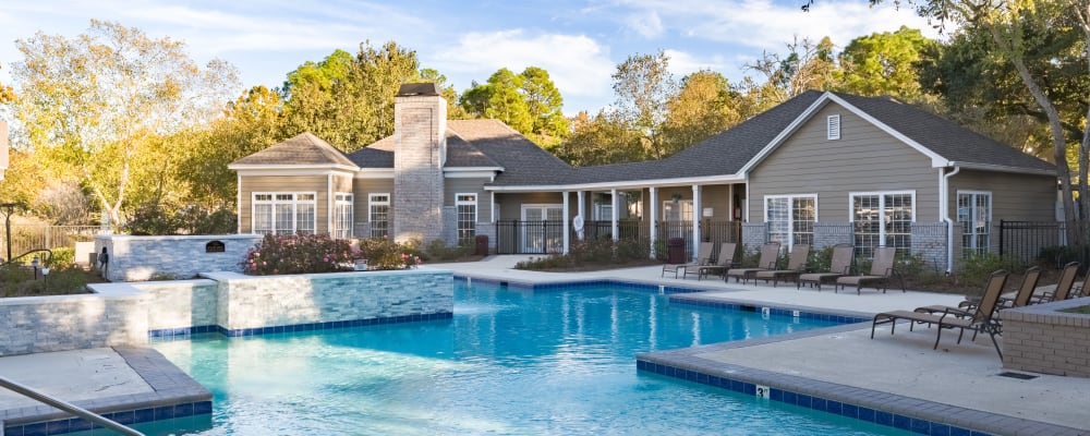 View of the community swimming pool at Lenox Gates in Mobile, Alabama