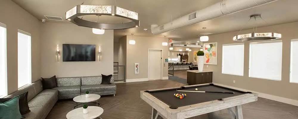 Modern clubhouse at Allure Apartments in Modesto, California