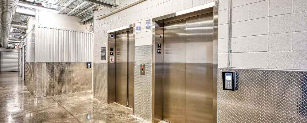 image of elevators inside Golden State Storage Santa Fe Springs facility
