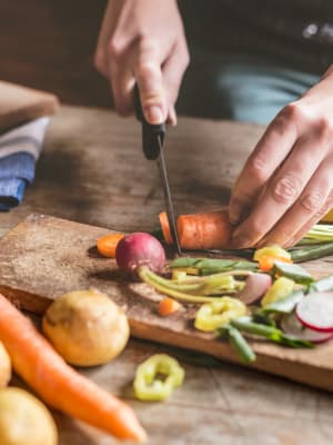 Resident cooking in their new home at The Alden in Pittsburgh, Pennsylvania