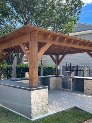 BBQ area at The Abbey at Champions in Houston, Texas